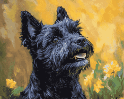 Black Cairn Terrier Puppy Diamond Painting