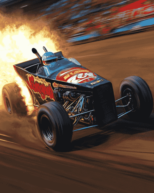 Black Sprint Car Racing Diamond Painting