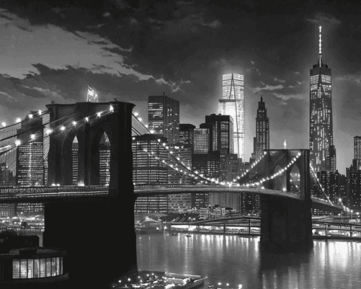 Black White Brooklyn Bridge Diamond Painting