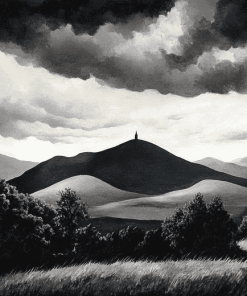 Black White Mountains Diamond Painting