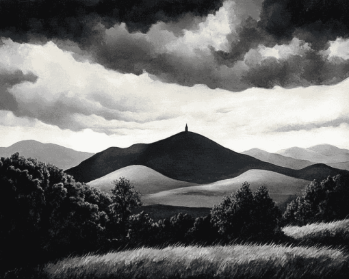 Black White Mountains Diamond Painting