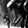 Black and White Xenomorph Aliens Diamond Painting