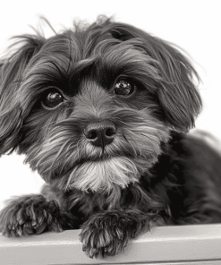 Black and White Yorkiepoo Puppy Diamond Painting