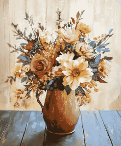 Blossoms and Rustic Vases Diamond Painting