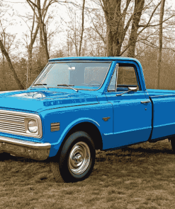 Blue 1967 Chevy Stepside Truck Diamond Painting