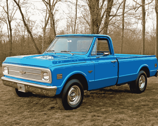 Blue 1967 Chevy Stepside Truck Diamond Painting