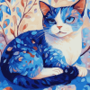 Blue Cat Cartoon Diamond Painting