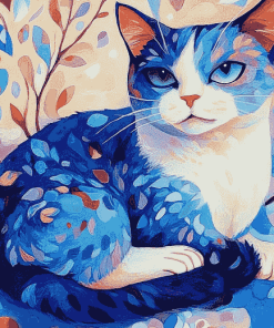 Blue Cat Cartoon Diamond Painting