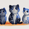 Blue Cat Figures Diamond Painting