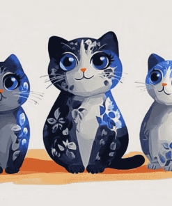 Blue Cat Figures Diamond Painting