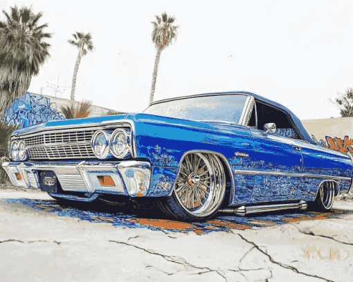 Blue Chevrolet Lowrider Diamond Painting