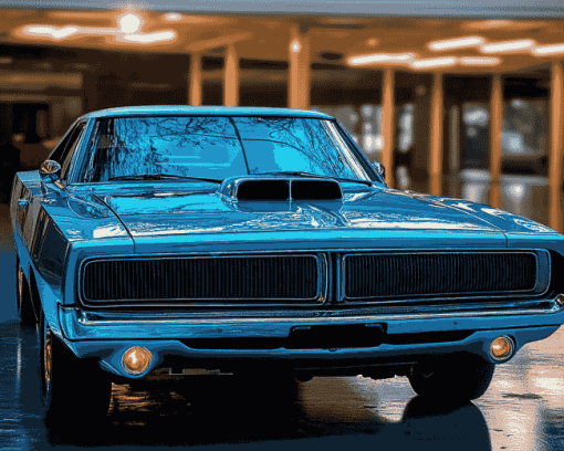 Blue Dodge Charger Vehicle Diamond Painting