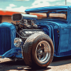 Blue Hot Rod Car Diamond Painting