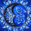 Blue Mandala Yin Yang Roses Diamond Painting