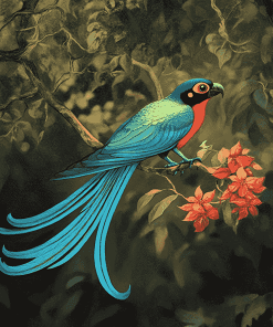 Blue Quetzal Bird Diamond Painting