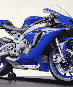 Blue R1 Engine Motorbike Diamond Painting