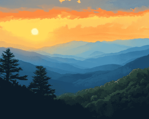 Blue Ridge Sunset Diamond Painting