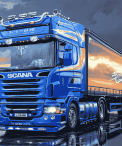 Blue Scania Truck Diamond Painting