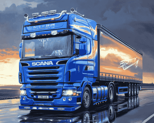 Blue Scania Truck Diamond Painting