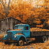 Blue Truck Fall Landscape Diamond Painting