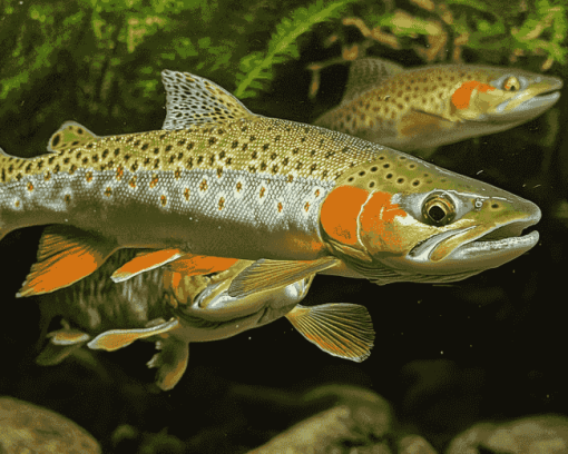 Brown Trout Fish Close-Up Diamond Painting