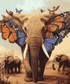 Butterflies and Elephants Diamond Painting