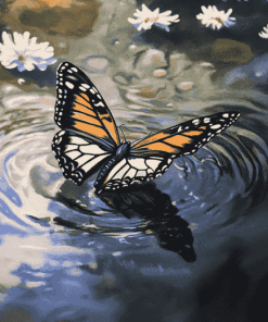 Butterfly Water Scene Diamond Painting