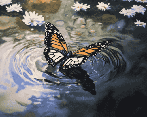 Butterfly Water Scene Diamond Painting