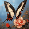 Butterfly on Rose Diamond Painting