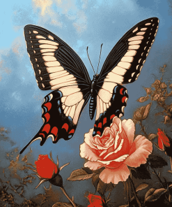 Butterfly on Rose Diamond Painting