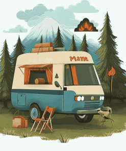 Cartoon Campers Adventure Diamond Painting