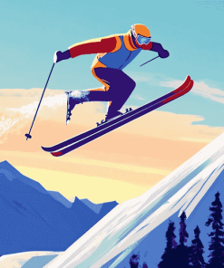 Cartoon Ski Jumping Diamond Painting