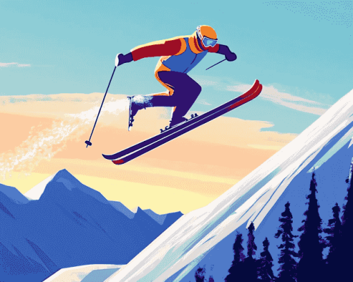 Cartoon Ski Jumping Diamond Painting