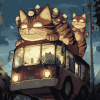 Cat Bus Fantasy Diamond Painting