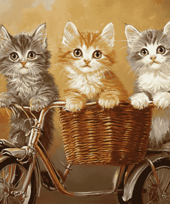 Cat Kittens Bicycle Diamond Painting