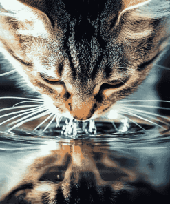 Cat Water Drinking Diamond Painting