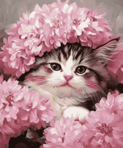 Cat and Floral Diamond Painting