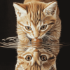 Cat and Kitten Reflection Diamond Painting