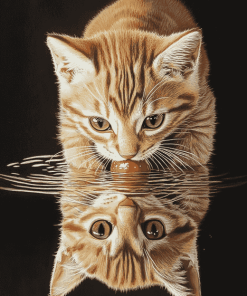 Cat and Kitten Reflection Diamond Painting