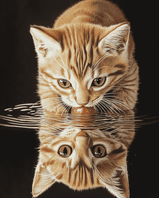 Cat and Kitten Reflection Diamond Painting