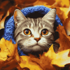 Cat and Leaves Diamond Painting