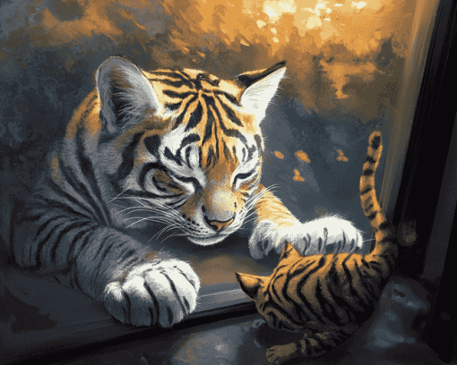 Cat and Tiger Animal Diamond Painting