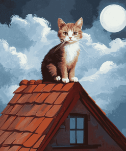 Cat on Roof Diamond Painting