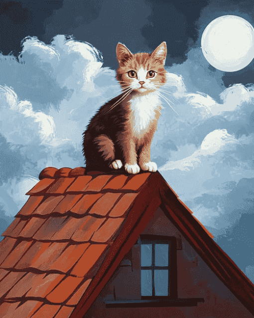 Cat on Roof Diamond Painting