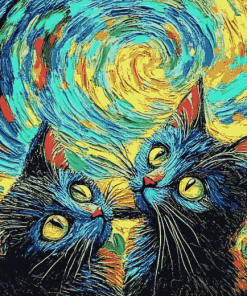 Cats Van Gogh Colorful Kittens Diamond Painting