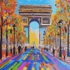 Champs Elysees Colorful Street Diamond Painting