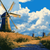 Charming Dutch Windmills Diamond Painting