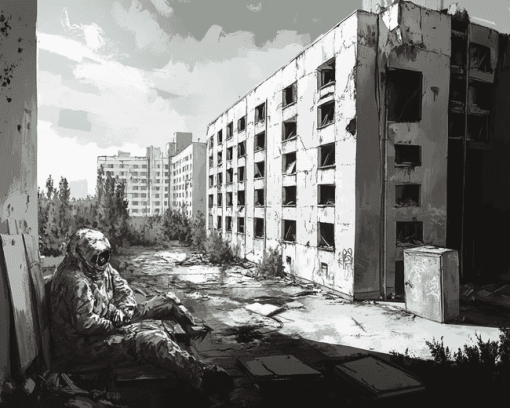 Chernobyl Black And White Diamond Painting