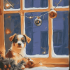 Christmas Puppies in Window Diamond Painting