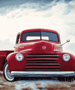 Classic Red Pickup Truck Diamond Painting